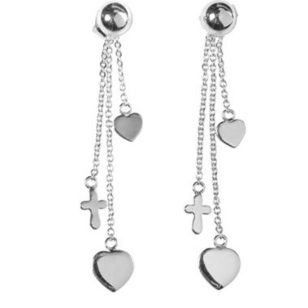 Hearts and Cross Dangle Earrings - NWT
